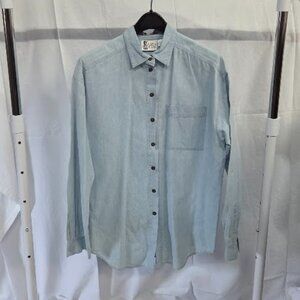 Jeans Wear size L light blue denim long sleeve button up shirt